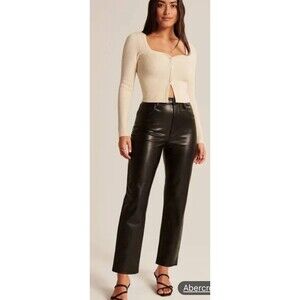 Abercrombie & Fitch The Ankle Straight Ultra High Rise Faux Leather Pants 31 12